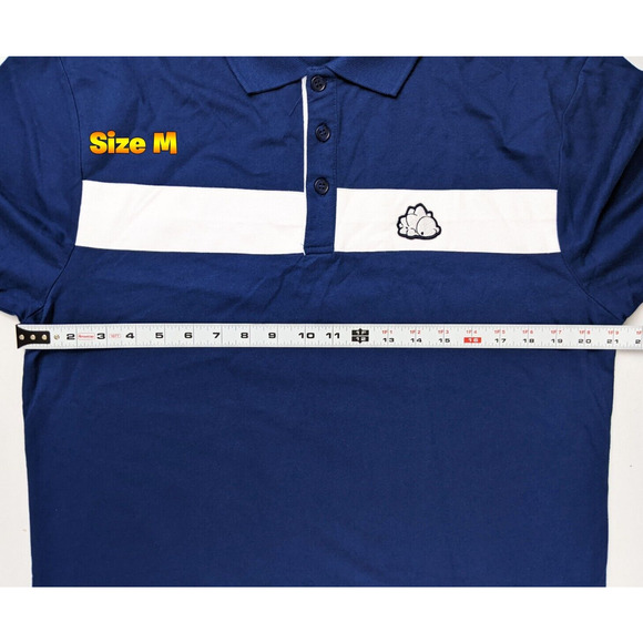 Pokemon Center Polo Size MEDIUM Mens SNOM Blue White Stripe Shirt - Picture 3 of 10